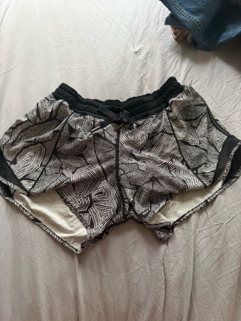 lululemon athletica Black & White Printed Running Shorts